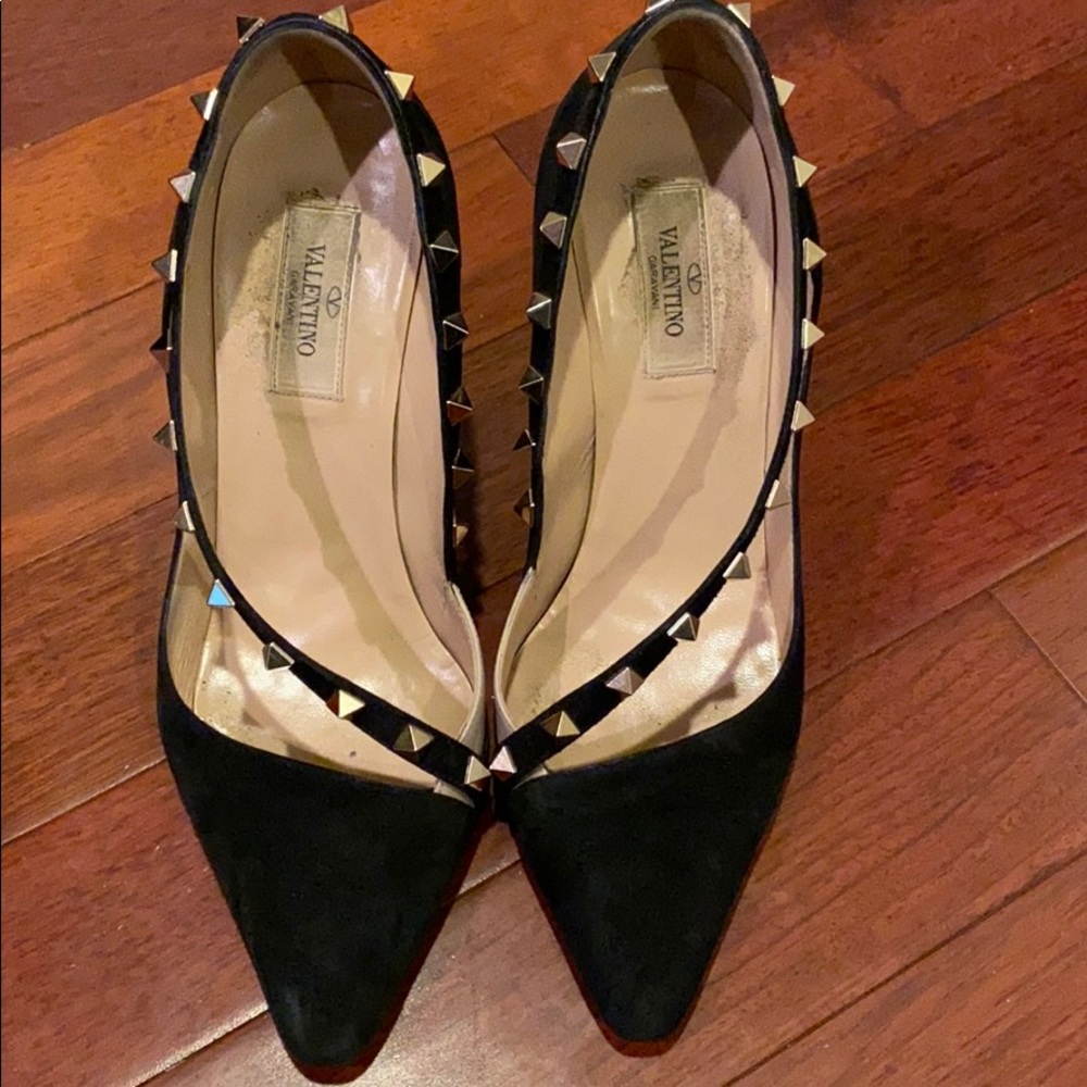 Valentino Black Suede Rockstud Pointed-Toe Heel - Picture 3 of 8